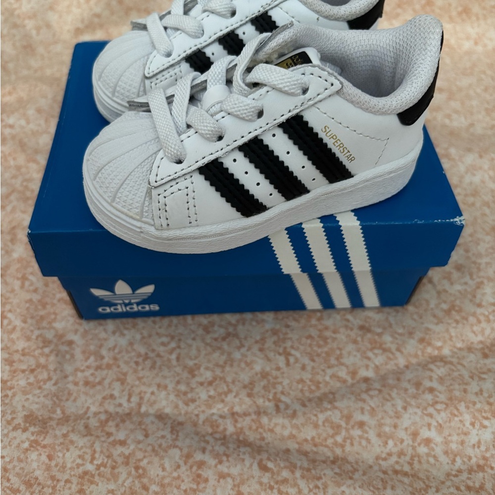 Adidas Kids Superstar White and Black Shoes